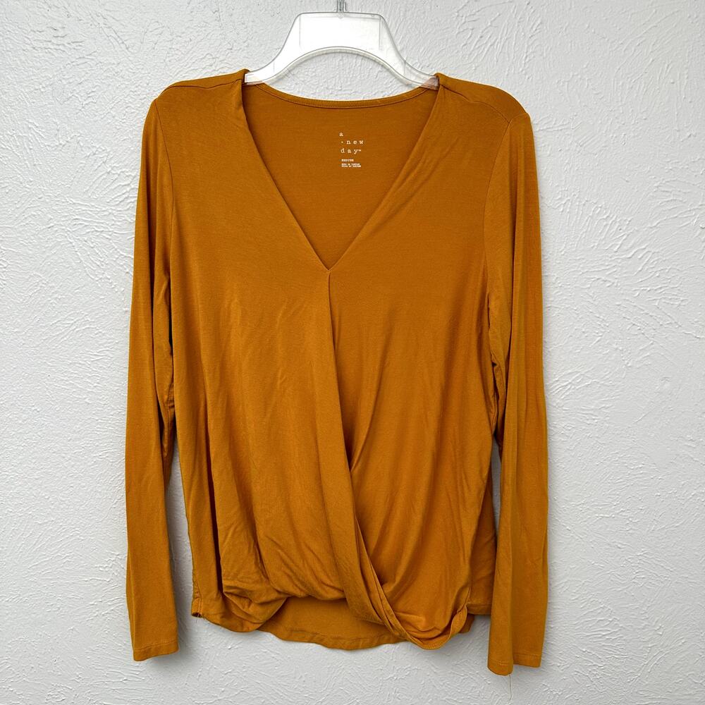 A New Day Yellow Wrap Top